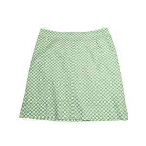 Talbots Geometric Green And White Canvas Pencil Skirt Lined Size 8